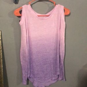 Justice purple off the shoulder shirt